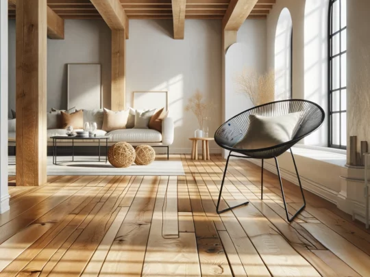 Parquet en bois dans une pièce décorée